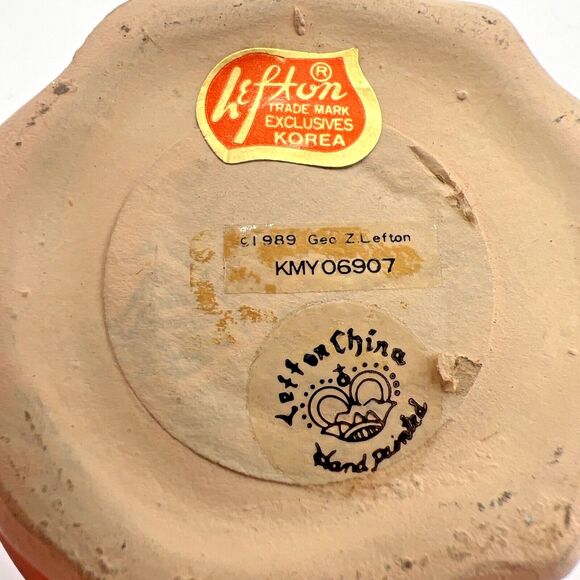 Vtg 1989 Lefton Halloween Scarecrow Ceramic Candle Holder Head Vase Fall Autumn - Picture 10 of 16